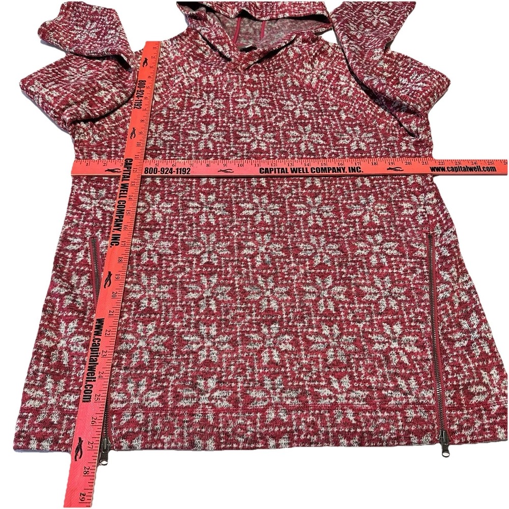 Talbots Womens Hoodie Large Magenta Hooded Fleece Sweatshirt Long Sleeve - Picture 3 of 10